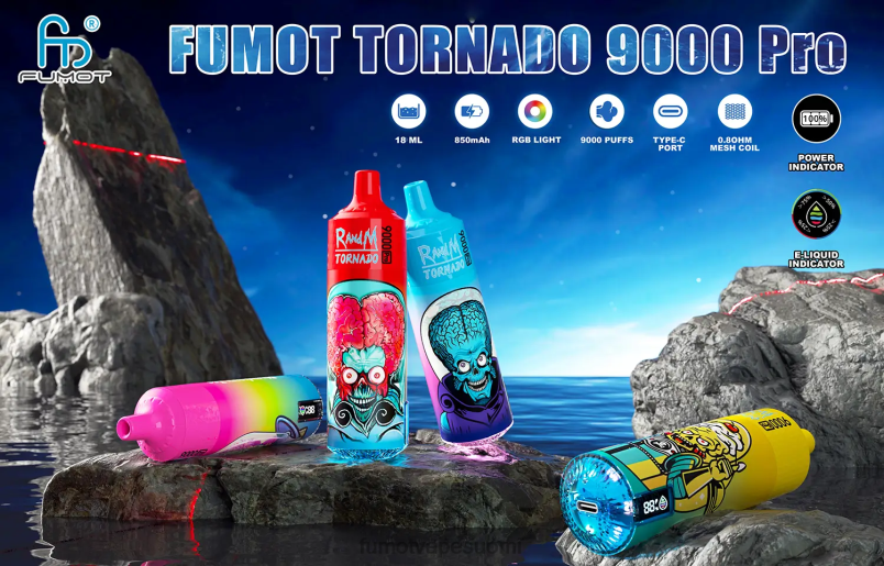 Fumot Puff | persikka limonadi 8X48Z223 1 kpl 9000 pro 18ml kertakäyttöinen vape Fumot Tornado